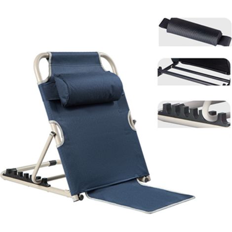 Dossier de lit réglable multi-angle, soutien stable pliable, chaise de lit avec coussin pour personnes âgées et handicapées, bleu (1/5)