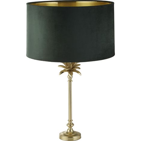 Lampada Da Scrivania Contemporanea Palma Ottone Velluto Verde 1 Luce E27 (1/5)