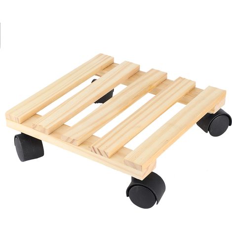 Support à roulettes pour pots de fleurs en bois, avec plateau mobile, pour accessoires de jardinage (1/5)