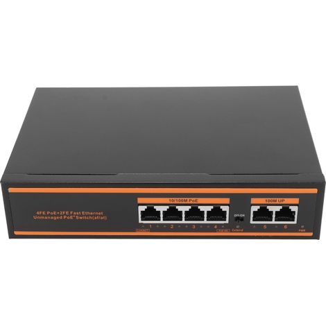 Switch PoE 6 ports sans ventilateur, boîtier métallique, commutateur réseau Ethernet pour caméras IP et téléphones VoIP, prise US 100-240 V (1/5)