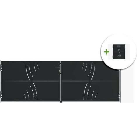 Portail battant acier 3,5m NALI VELETA H.120cm noir + Portillon H.120cm noir (1/5)