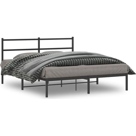 Estructura cama sin colchón con cabecero metal negro 150x200 cm vidaXL (1/5)