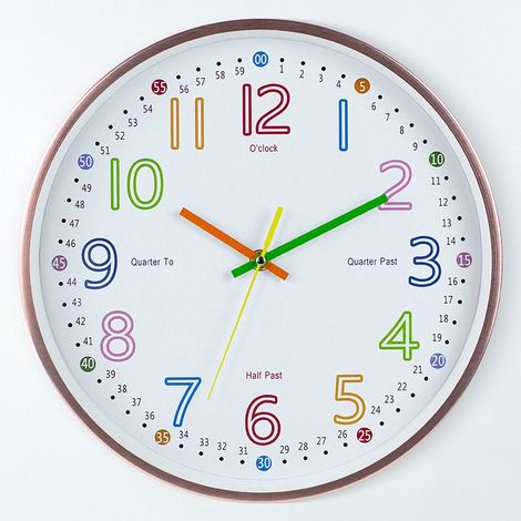 Analoge Lernuhr für Kinder – Wanduhr für Kinder – Pädagogische Wanduhr, leicht verständliche Zeitanzeige, 30 cm Durchmesser, geräuschlos (1/5)