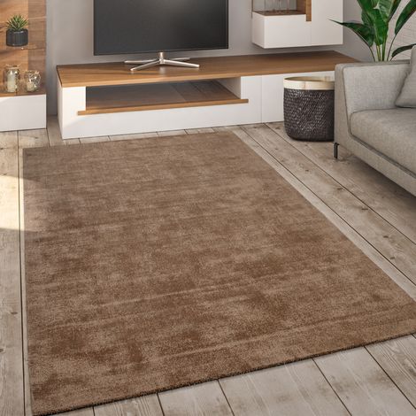 Paco Home Teppich Wohnzimmer Kurzflor Handgewebt Modernes Einfarbiges Muster Weich Beige, 150x230 cm Oval