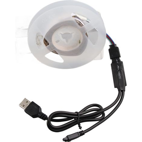Bande LED RGB 5050 de 2 m (6,6 pi) contrôlable par application Bluetooth et alimentée par USB 5 V, idéale pour la décoration de la maison, de la chambre ou des fêtes. (1/5)