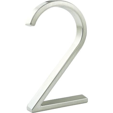 Floating House Number Sign: 5 Inch (12 cm) Modern Door Signage – Striking for Street Address Numbers (2, Silver) (1/2)