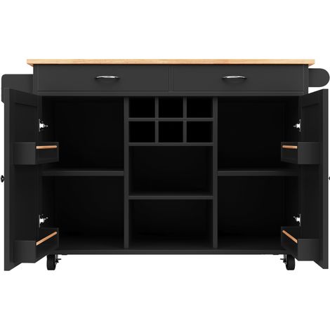 Moderner Kücheninselwagen 102 x 45 x 92 cm schwarz mit Stauraum, MDF und Metall (1/5)