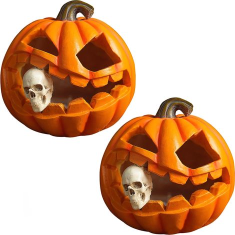 Lampe citrouille d'Halloween en forme de squelette, décoration lumineuse alimentée par piles, éclairage de table pour les vacances (1/5)