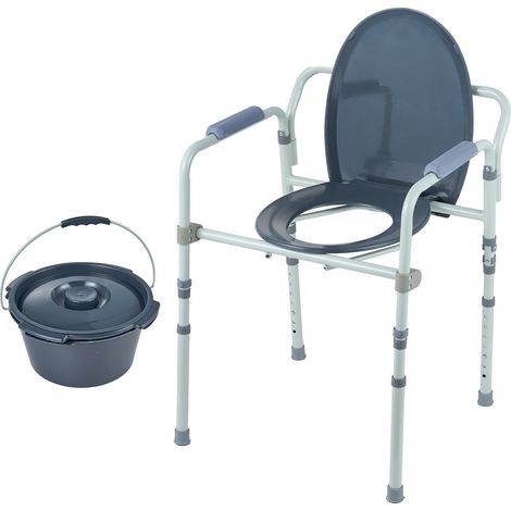 Toilettenstuhl mit breitem Sitz, 7-fach höhenverstellbar, herausnehmbarem 5,8-L-Eimer für Erwachsene und Senioren am Bett (1/5)