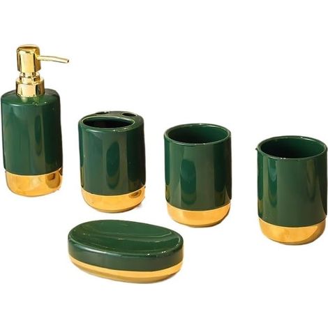 Becher Mundwasser glatt goldfarben Badezimmer fünfteilig C