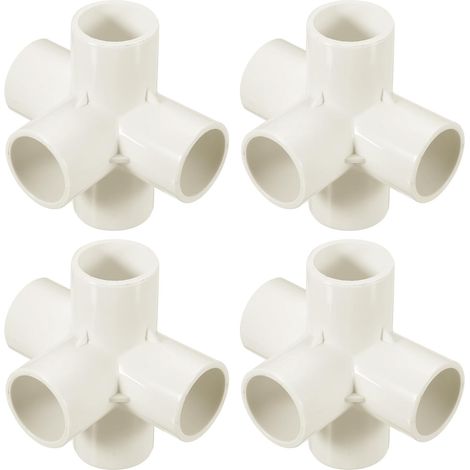 4 Pcs Raccord PVC Blanc 5 Voies 25mm ID Connecteurs PVC Coudes Raccords Tuyauterie en PVC, Connecteurs d'angle pour Meubles PVC pour Structures de Support de Jardin DIY (1/5)