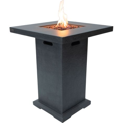MONTREALI Gas-Feuer-Stehtisch Glasfaserbeton 56x56x106 cm dunkelgrau