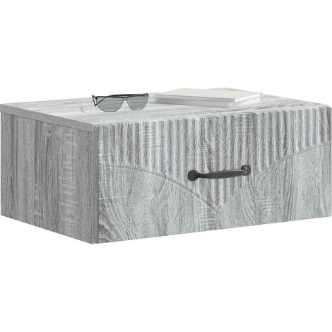 Maison Exclusive - Mobiletto da notte a muro 2 pcs Grigio Sonoma 49 x 34,5 x 20 cm