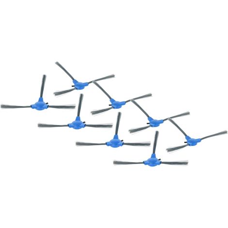 vhbw 8x Brosse latérale compatible avec Tesvor X500, S6, X500Pro, T8, M1 robot aspirateur - Lot de brosses, noir / gris / bleu (1/4)
