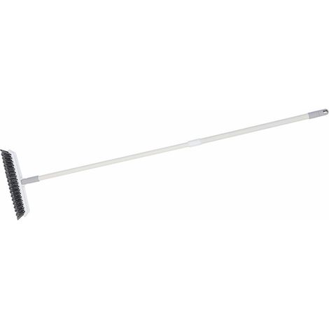 Brosse de nettoyage en profondeur extensible pour baignoire, douche et salle de bain, grise et blanche.
