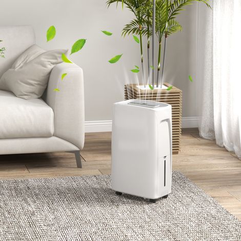Déshumidificateur électrique 12L/jour silencieux 29x18x49 cm Blanc avec 4 modes 2 vitesses (1/4)