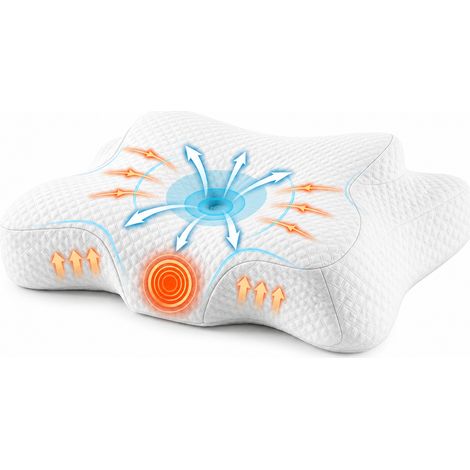 Cuscino Cervicale Ergonomico a Farfalla in Memory Foam, Supporto Ortopedico per Collo e Spalle, Federa Sfoderabile in Tessuto 3D Traspirante, per Dormire Supino e Laterale 55x40 cm (1/5)