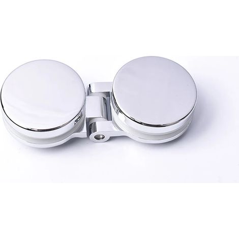 Charnière bilatérale (1 pièce) Paroi de douche Degrees Zinc, sans cadre, en verre, charnière à mortaise, cache décoratif rond chromé (1/5)