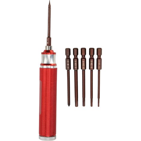 Kit d'outils de tournevis hexagonaux en aluminium pour voitures RC - Conception ergonomique et durable - Accessoire de réparation rouge (1/5)