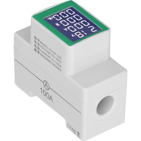 Voltmètre ampèremètre pour rail DIN, AC 50-300 V/100 A, multimètre numérique LCD pour rail DIN, 2 pôles, PZEM-008 (1/5)
