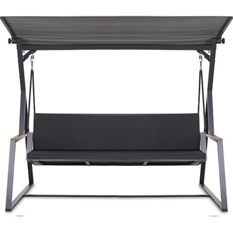 Coussin pour balançoire de jardin Noir 100x60x50 cm avec housse amovible, coussin pour balancelle 2 places (1/5)