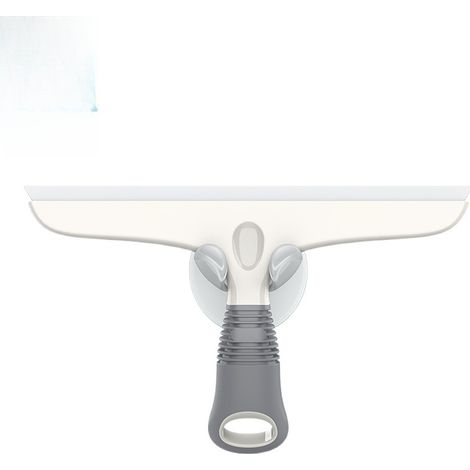 Raclette multifonctionnelle en silicone pour fenêtres, vitres, portes de douche, vitres de voiture, outil de nettoyage robuste, avec ventouse, 25 cm, blanc et gris (1/4)