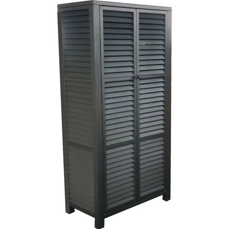 PROLOISIRS Armoire 2 portes persiennes - Aluminium - Graphite - Ouverture par pression et aimant