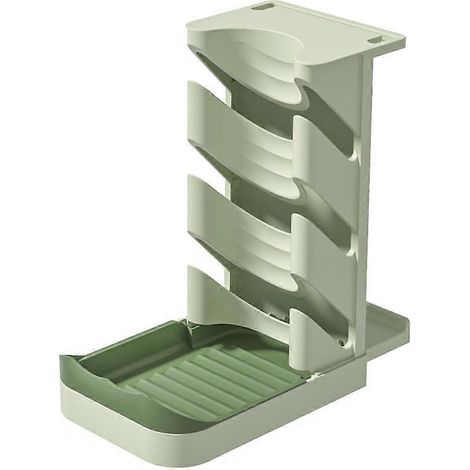 Organisateur de couvercles de casseroles pour placard, 3 niveaux, multifonctionnel, égouttoir à vaisselle, antidérapant, vert (1/5)