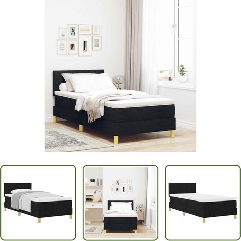 Matratze - Boxspringbett mit Matratze Schwarz 90 x 200 cm Stoff (1/5)