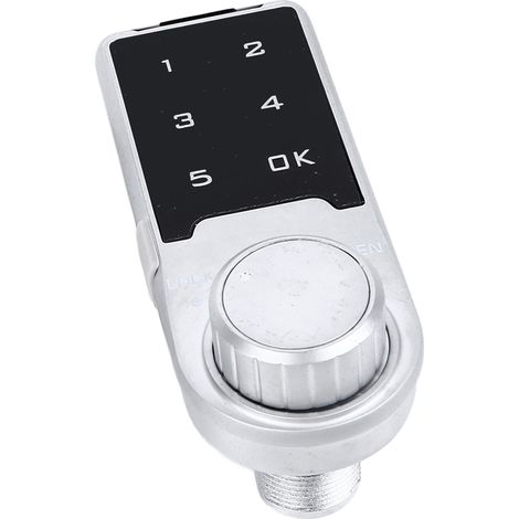 Serrure de meuble à clavier numérique tactile 30 mm argentée, verrou de sécurité électronique antivol pour tiroir et casier à code. (1/5)