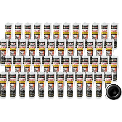 IsolBau Silicona de Alta Temperatura 350 °C Negro Hochtemperatursilikon 48 x 300 ml (1/5)