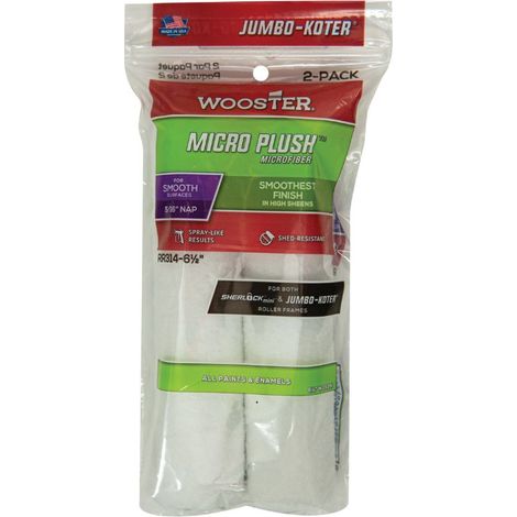 Wooster Jumbo Koter Micro Plush 6.5" Mini Roller Sleeves 5/16" Nap Smooth - Twin Pack