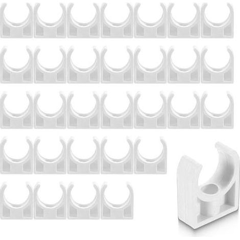 30 Pcs Diamètre intérieur 20 mm,Clips sans chevilles,clips de fixation colliers de serrage en plastique,clips de tube blancs,fixation cable electrique,supports de tuyau,pour Conduite D'eau (1/5)