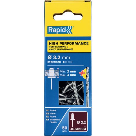 Remaches tipo broca de aluminio ø3.2 x 8 mm. blister 50 uds (1/5)