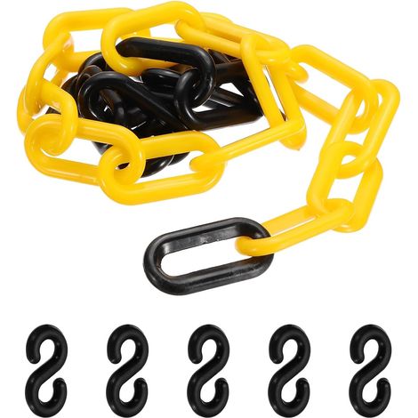 3.3 Pieds Chaîne En Plastique À Maillons, Barrière De Sécurité Colorée Avec Boucle Pour Parcs Aéroports Parkings Gestion De Foule, Noir Jaune (35 x 5 Mm) (1/5)