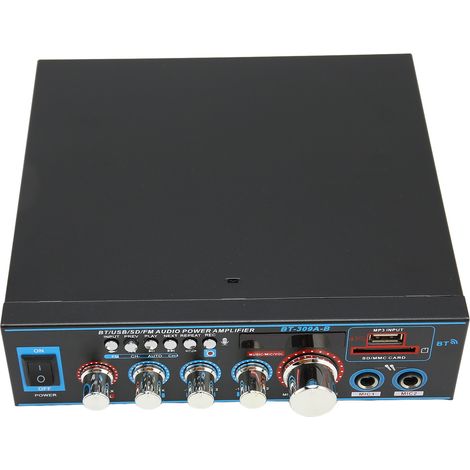 Mini amplificateur numérique Bluetooth 2 canaux avec contrôle du volume, amplificateur stéréo multifonctionnel pour enceintes home cinéma, prise UE 220 V