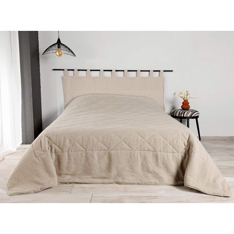 Dessus de lit 100% Lin "Libeccio" - 230x250cm - Beige (1/2)