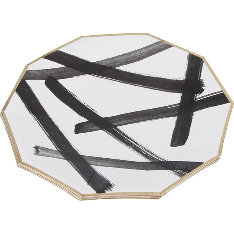 Lot de 8 assiettes en papier jetables 23 cm déco élégante pour gâteau thé goûter anniversaire barbecue (1/5)