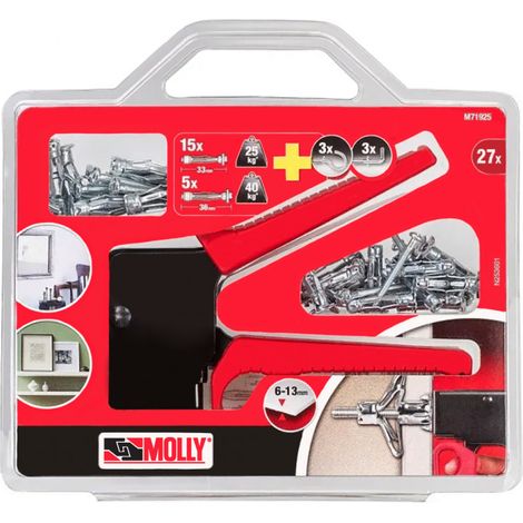 Kit de 20 chevilles métal Ø4/5mm avec pince Molly – Charge maximale 20kg – Pour matériaux creux et murs légers