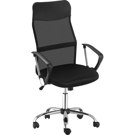 Ergonomischer Bürostuhl aus Netzgewebe, höhenverstellbar, mit Wippfunktion, schwarz (1/5)