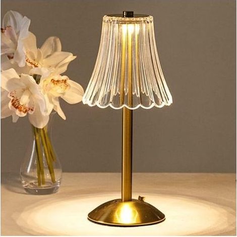 Lampe de table sans fil, lampe rechargeable dorée, lampe de table portable LED en laiton de 30 cm de haut avec variateur intégré (1/5)