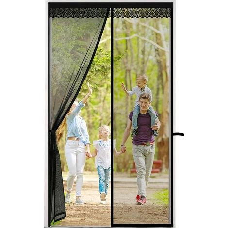 2023 Nouvelle 80x210cm Moustiquaire Porte Magnétique Rideau Moustiquaire pour Porte Rideau Anti Moustique Porte Moustiquaire Coulissante, Moustiquaire Aimantée à Scratch, Installation Facile, Noir