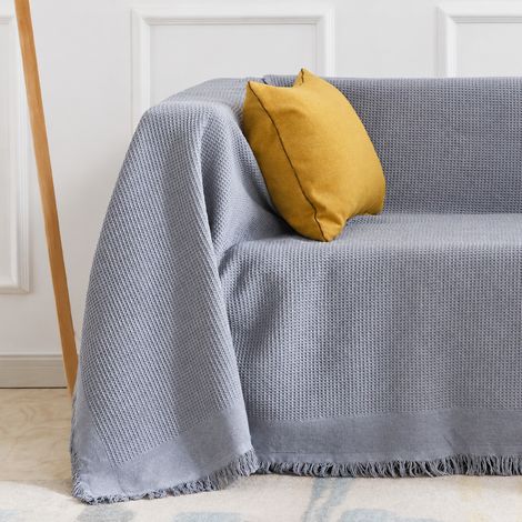 Plaid Jeté de Canapé Scandinave Gris gaufré 180 x 180 cm Housse Couvre-Lit Jacquard Protection Canapé 33 × 24 × 6 cm 1,216 kg – Livraison gratuite
