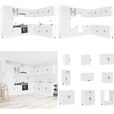 vidaXL 14-tlg. Küchenschrank-Set Lucca Weiß Holzwerkstoff (1/5)