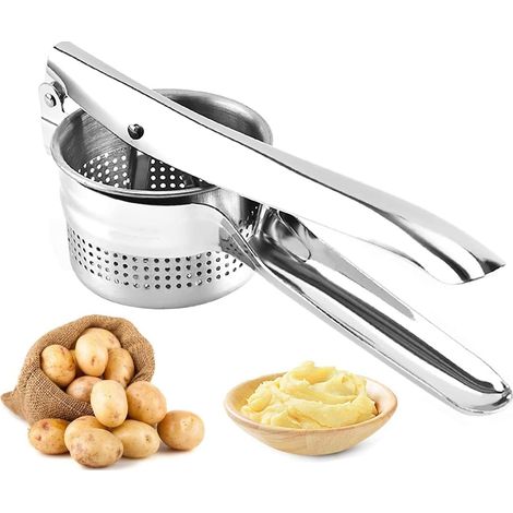 Prensa para patatas de acero inoxidable, herramienta de calidad profesional para prensar frutas o purés de alimentos. (1/3)