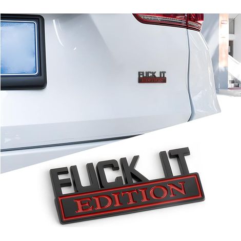 Autoemblem „Fuck IT Edition“, 3D-Aufkleber für Stoßstange und Kotflügel, stylische Dekoration für Damen und Herren, schwarz/burgunderrot