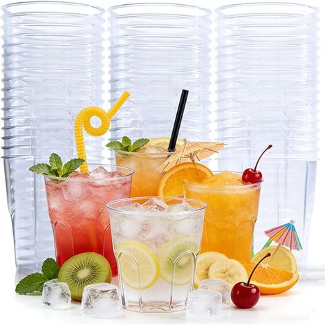 Plastic Cups 220 ml, Reusable Transparent Cocktail Glasses for Birthdays, Weddings, Parties, Christmas, Whisky, Any Event (1/5)