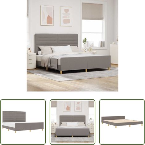 Stoffbett - Bettgestell mit Kopfteil Taupe 180 x 200 cm Stoff (1/5)