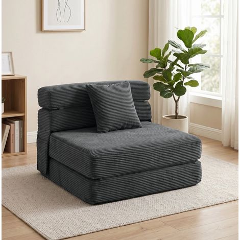 MEUBLIV Poltrona da pavimento convertibile 2 in 1 grigio scuro con cuscino lombare (1/5)