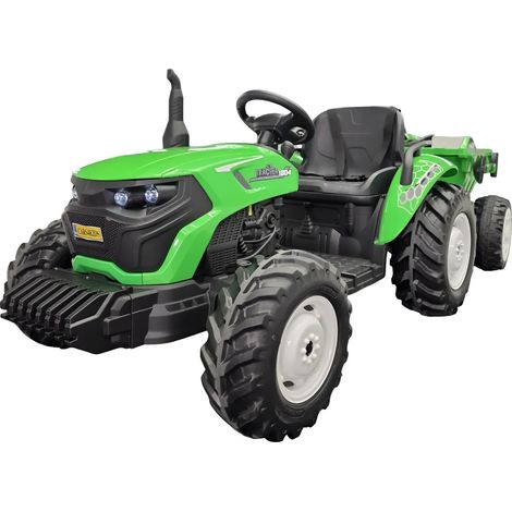 Trattore Elettrico per Bambini 24V con Rimorchio Ribaltabile Verde (1/4)